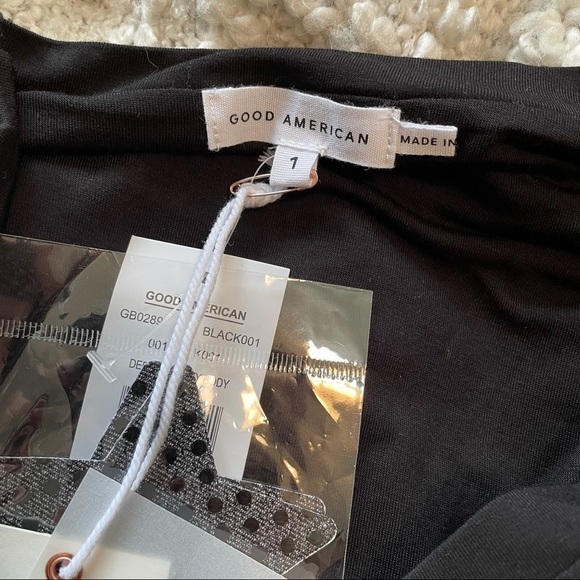 GOOD American NWT Deep V Henley Black Bodysuit 1 - Picture 7 of 10